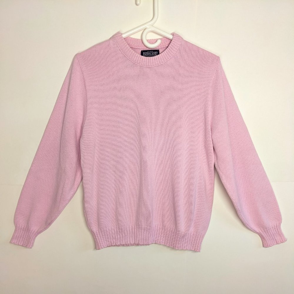 Land's End Women's Crew Neck Sweater      Small Pink Cotton Vintage